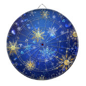 XMAS Blauwe Achtergrond met Golden Snowflakes Dartbord (Voorkant)