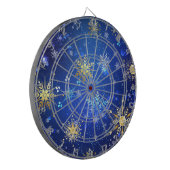 XMAS Blauwe Achtergrond met Golden Snowflakes Dartbord (Voorkant Links)