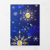 XMAS Blauwe Achtergrond met Golden Snowflakes Drieluik Aankondiging (Cover)