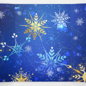 XMAS Blauwe Achtergrond met Golden Snowflakes Drieluik Aankondiging (Binnenkant midden)