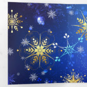 XMAS Blauwe Achtergrond met Golden Snowflakes Drieluik Kaart (Binnenzijde eerst)