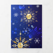XMAS Blauwe Achtergrond met Golden Snowflakes Drieluik Programma (Cover)
