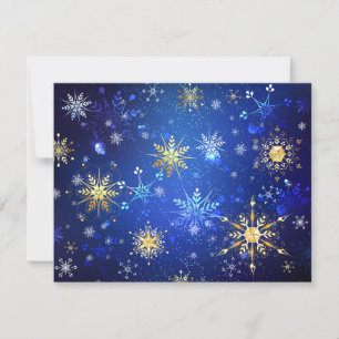 XMAS Blauwe Achtergrond met Golden Snowflakes Feestdagenkaart