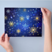 XMAS Blauwe Achtergrond met Golden Snowflakes Flyer (Hand)