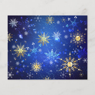 XMAS Blauwe Achtergrond met Golden Snowflakes Flyer