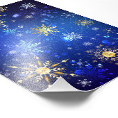 XMAS Blauwe Achtergrond met Golden Snowflakes Foto Afdruk (Hoek)