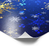 XMAS Blauwe Achtergrond met Golden Snowflakes Foto Afdruk (Hoek)
