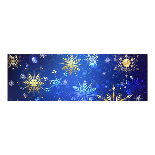 XMAS Blauwe Achtergrond met Golden Snowflakes Foto Afdruk (Voorkant)