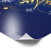XMAS Blauwe Achtergrond met Golden Snowflakes Foto Afdruk (Hoek)