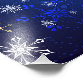 XMAS Blauwe Achtergrond met Golden Snowflakes Foto Afdruk (Hoek)