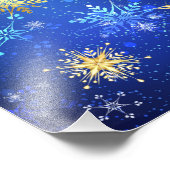 XMAS Blauwe Achtergrond met Golden Snowflakes Foto Afdruk (Hoek)
