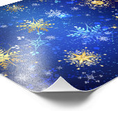 XMAS Blauwe Achtergrond met Golden Snowflakes Foto Afdruk (Hoek)
