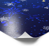 XMAS Blauwe Achtergrond met Golden Snowflakes Foto Afdruk (Hoek)
