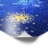 XMAS Blauwe Achtergrond met Golden Snowflakes Foto Afdruk (Hoek)