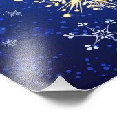 XMAS Blauwe Achtergrond met Golden Snowflakes Foto Afdruk (Hoek)