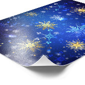 XMAS Blauwe Achtergrond met Golden Snowflakes Foto Afdruk (Hoek)