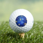 XMAS Blauwe Achtergrond met Golden Snowflakes Golfballen (Insitu Shirt)