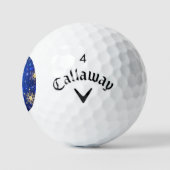 XMAS Blauwe Achtergrond met Golden Snowflakes Golfballen (Logo)