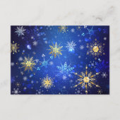 XMAS Blauwe Achtergrond met Golden Snowflakes Informatiekaartje (Voorkant)