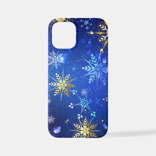XMAS Blauwe Achtergrond met Golden Snowflakes iPhone Hoesje (Achterkant)
