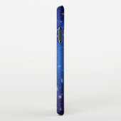 XMAS Blauwe Achtergrond met Golden Snowflakes iPhone Hoesje (Rechterkant)