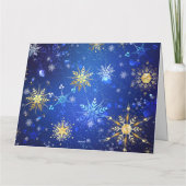 XMAS Blauwe Achtergrond met Golden Snowflakes Kaart (Achterkant)