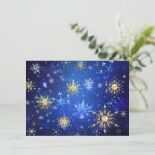 XMAS Blauwe Achtergrond met Golden Snowflakes Kaart (Staand voorkant)
