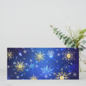 XMAS Blauwe Achtergrond met Golden Snowflakes Kaart (Staand voorkant)