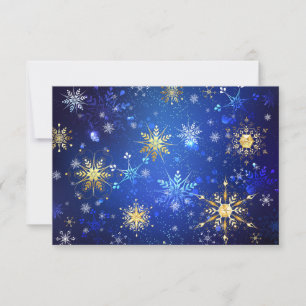 XMAS Blauwe Achtergrond met Golden Snowflakes Kaart