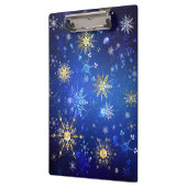 XMAS Blauwe Achtergrond met Golden Snowflakes Klembord (Links)
