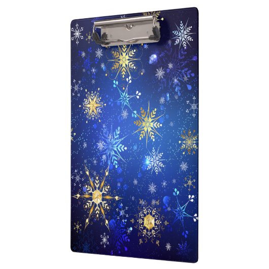 XMAS Blauwe Achtergrond met Golden Snowflakes Klembord (Links)
