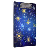 XMAS Blauwe Achtergrond met Golden Snowflakes Klembord (Rechts)