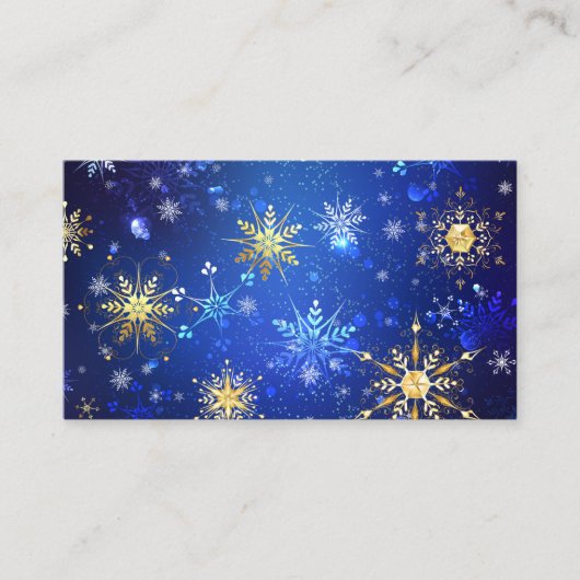 XMAS Blauwe Achtergrond met Golden Snowflakes Kortingskaartje (Voorkant)