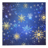 XMAS Blauwe Achtergrond met Golden Snowflakes Kubus (Voorkant)