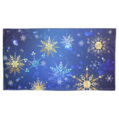 XMAS Blauwe Achtergrond met Golden Snowflakes Kussensloop (Voorkant)