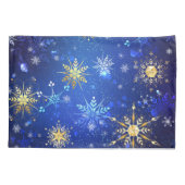 XMAS Blauwe Achtergrond met Golden Snowflakes Kussensloop (Achterkant)