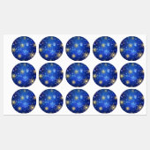 XMAS Blauwe Achtergrond met Golden Snowflakes Labels (Vel)