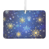 XMAS Blauwe Achtergrond met Golden Snowflakes Luchtverfrisser (Achterkant)