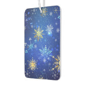 XMAS Blauwe Achtergrond met Golden Snowflakes Luchtverfrisser (Links)