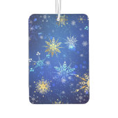 XMAS Blauwe Achtergrond met Golden Snowflakes Luchtverfrisser (Achterkant)