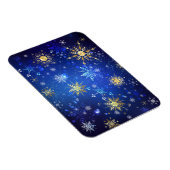XMAS Blauwe Achtergrond met Golden Snowflakes Magneet (Rechterzijde)