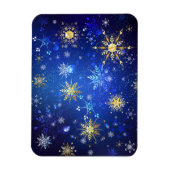 XMAS Blauwe Achtergrond met Golden Snowflakes Magneet (Verticaal)
