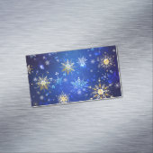 XMAS Blauwe Achtergrond met Golden Snowflakes Magnetisch Visitekaartje (Voorbeeld)