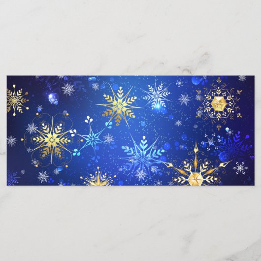 XMAS Blauwe Achtergrond met Golden Snowflakes Menu (Voorkant)