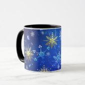 XMAS Blauwe Achtergrond met Golden Snowflakes Mok (Voorkant links)