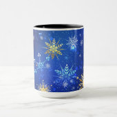 XMAS Blauwe Achtergrond met Golden Snowflakes Mok (Midden)