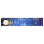 XMAS Blauwe Achtergrond met Golden Snowflakes Naambordje (Voorkant)