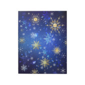XMAS Blauwe Achtergrond met Golden Snowflakes Notitieblok (Linkerzijde)