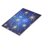 XMAS Blauwe Achtergrond met Golden Snowflakes Notitieblok (Schuin)