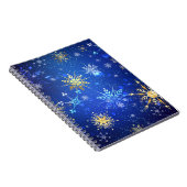 XMAS Blauwe Achtergrond met Golden Snowflakes Notitieboek (Rechterzijde)